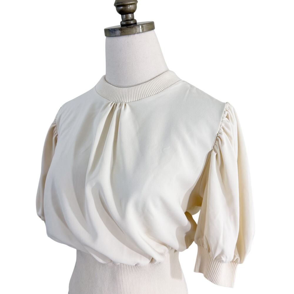 NWT French Connection Cream Short Sleeve Blouse Size Medium Women's Size Medium - Picture 3 of 8
